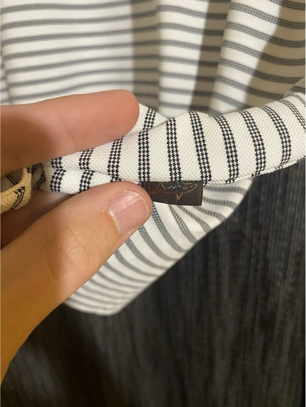 Greg Norman for Tasso Elba Men's Large White & Black Striped Five Iron Golf Polo